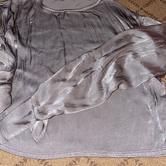 Zara silver top w ruching detail on L/S NWOT S - Picture 9 of 9